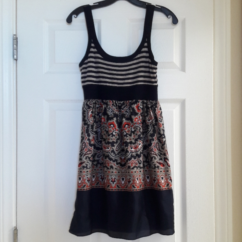 Bailey 44 Navy & Red Stripe Scarf Tank Dress SZ S